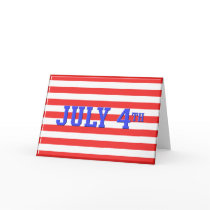 July 4th Invite Blue with Red & White Stripes Card