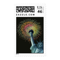 July 4th Lady Liberty Fireworks postage