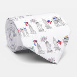 July 4th Patriotic USA NYC New York Landmarks Tie