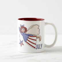 July Angel Summer Patriotic Design Coffee Mugs