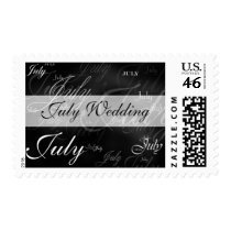July Wedding Black And White Postage Stamp