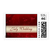 July Wedding Postage with deep red background postage