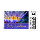 postcard - Summer Wedding stamps, with a colorful purple and orange flower.  Get the matching RSVP postage to complete the look.  Image: Krikit 
