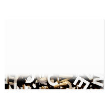 Jumbled letters made of wood close up business card