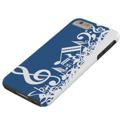 Jumbled Musical Notes Blue and White Tough iPhone 6 Plus Case