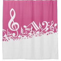 Jumbled Musical Notes Hot Pink and White