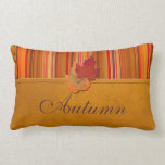 Jumbo Autumn Leaves and Stripes Pillow