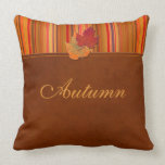 Jumbo Autumn Leaves and Stripes Pillow