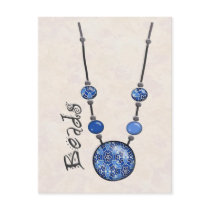 Jumbo Bead Necklace   Blue-004 Post Card