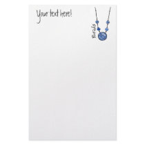 Jumbo Bead Necklace   Blue-004 Personalized Stationery