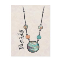 Jumbo Bead Necklace Green  01 Post Cards