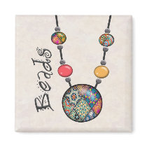 Jumbo Bead Necklace Multicolor    2 Refrigerator Magnets