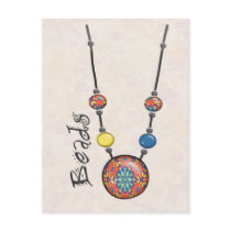 Jumbo Bead Necklace Multicolor    6 Post Cards