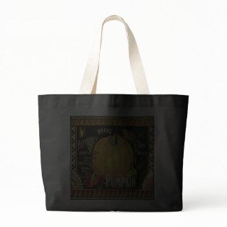Jumbo Black Tote Bag with Vintage Pumpkin Ad