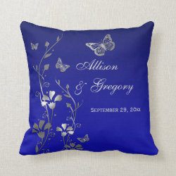 Jumbo Blue Gray Butterfly Floral Keepsake Pillow