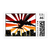 Jumbo Jet Over The City stamps