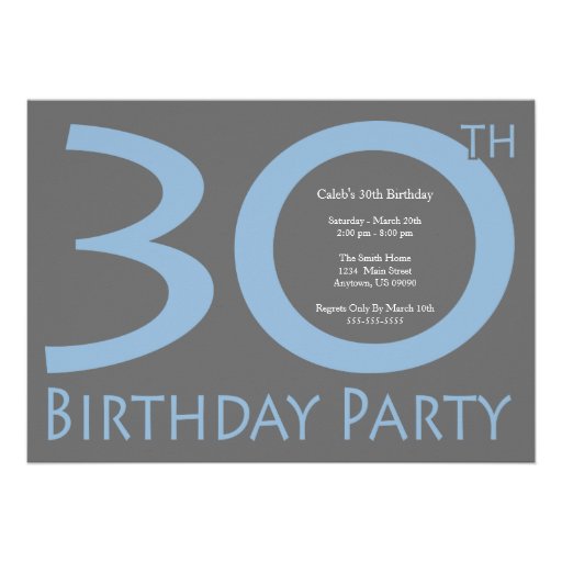 Jumbo Numbers Birthday Party (Blue / Gray) Custom Invites