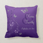 Jumbo Purple Gray Butterfly Floral Keepsake Pillow