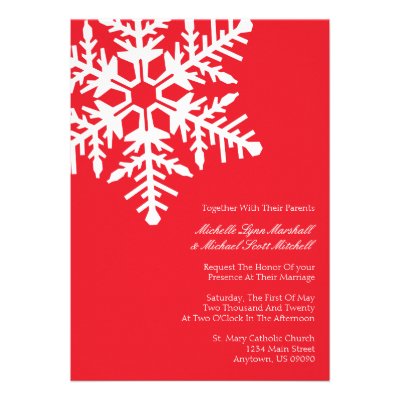 Jumbo Snowflake Wedding Invitations (Red)