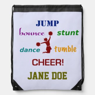 Jump, Bounce, Stunt Cheerleader Drawstring Backpack