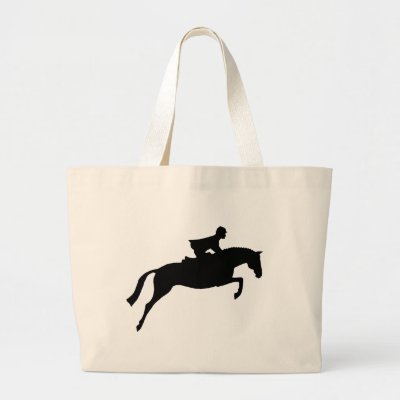 Jumper Horse Silhouette Tote Bags by dogsandhorses