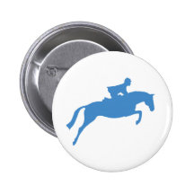 Jumper Horse Silhouette (blue) Button