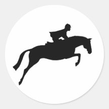 Jumper Horse Silhouette Round Sticker