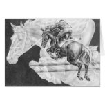 Jumper Horses Drawing by Kelli Swan cards