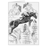 Jumper Horses Montage Drawing by Kelli Swan Greeting Card