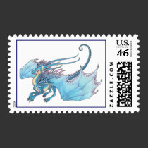Jumping Blue Lacewing Dragon postage stamps