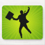Jumping Business Man With A Starburst Background Mouse Pads