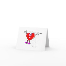 Jumping Cartoon Heart Greeting Cards