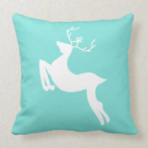 Jumping Deer Pillow on Light Teal pillows