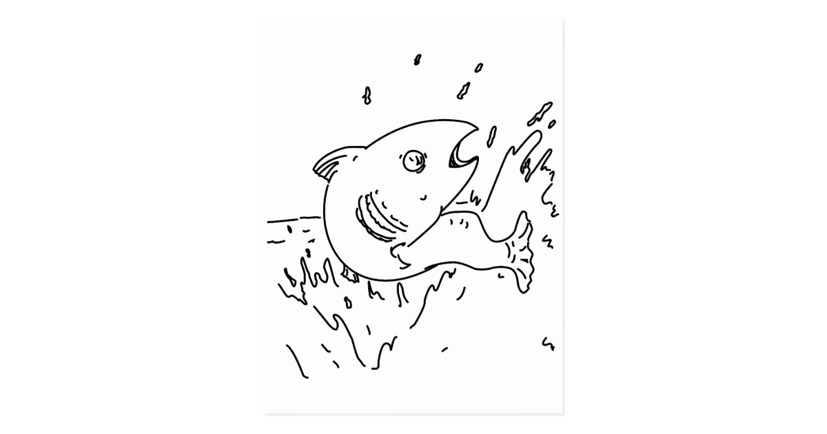 Jumping Fish Outline Postcard | Zazzle