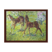 Jumping Foals By Marc Franz Post Card