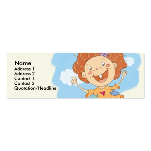 Jumping Girl Skinny Profile Cards Business Cards (front side)
