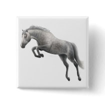 Jumping Grey Horse Pin buttons by twopurringcats Jumping Grey Horse Pin buttons
