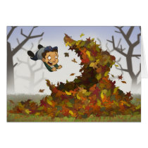 “Jumping into Leaves” Card