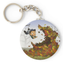 “Jumping into Leaves” Keychain