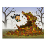 “Jumping into Leaves” Postcard