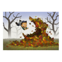 “Jumping into Leaves” Poster posters