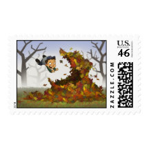 “Jumping into Leaves” Stamps