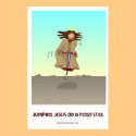 Jumping Jesus on a Pogo Stick posters by opalcat Jumping Jesus on a Pogo Stick posters