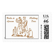 Jumping Over the Broom Wedding Postage Stamp