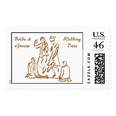Jumping Over the Broom Wedding Postage Stamp