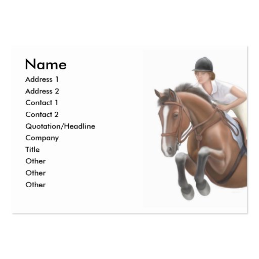 Jumping Show Horse Business Card (front side)