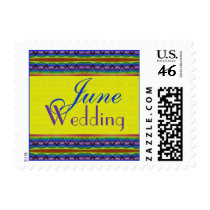 June Wedding yellow blue postage by DonnasGreetingCards June Wedding yellow blue postage