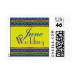 June Wedding yellow blue Stamps