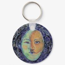 Jungian Style Sun Moon  Face Mandala keychains