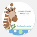 Jungle Adventure Blue Round Custom Favor Sticker